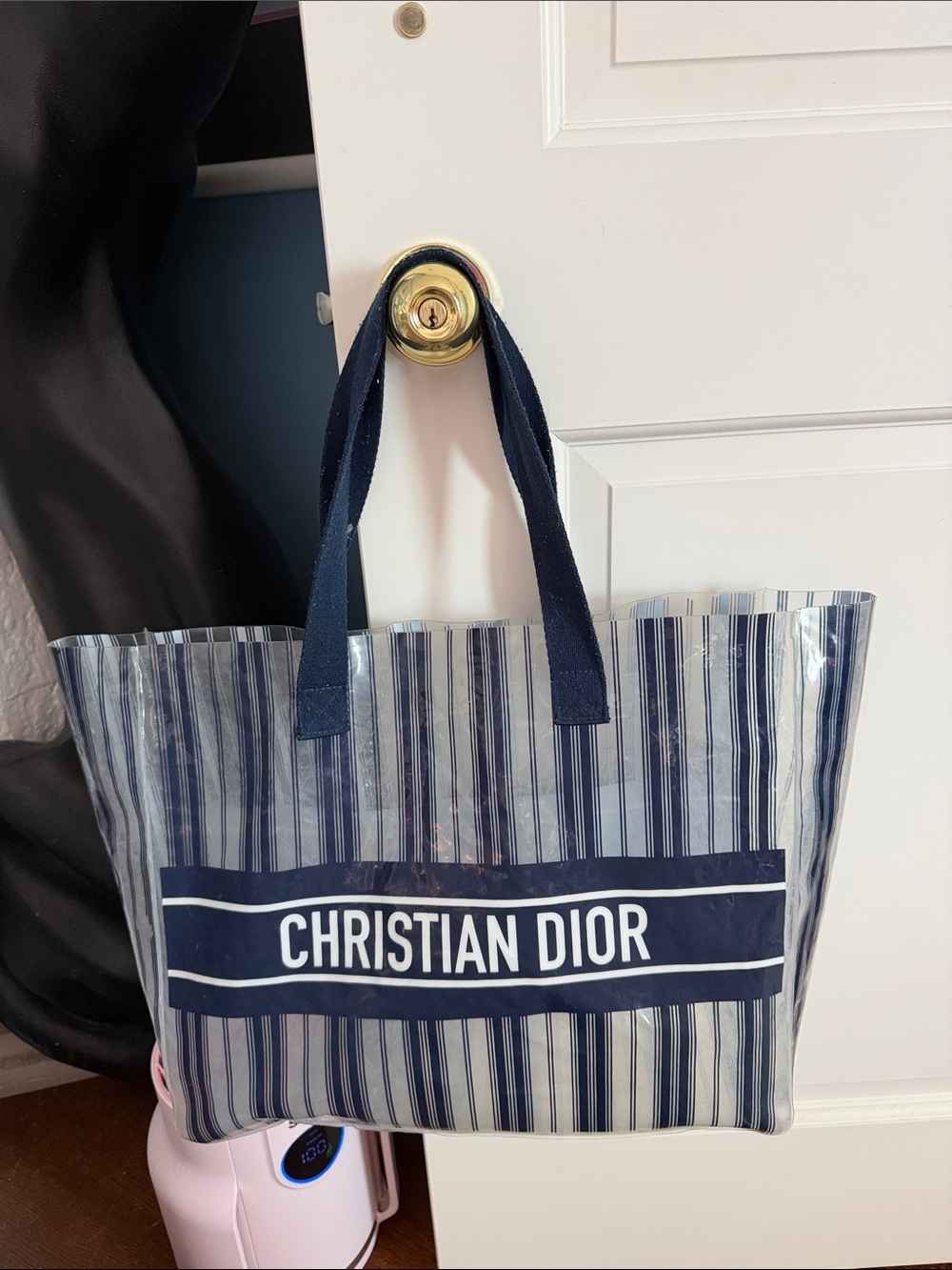 Christian Dior riviera Navy Striped Clear Tote limited edition